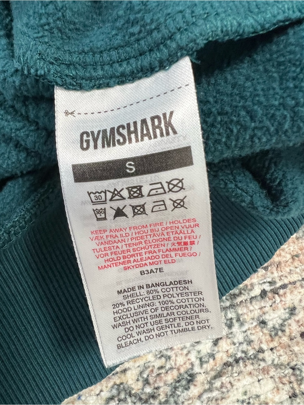 Gymshark Fraction Hoodie Women’s Small Teal Blue Pullover Sweatshirt Logo Hood - Picture 9 of 10